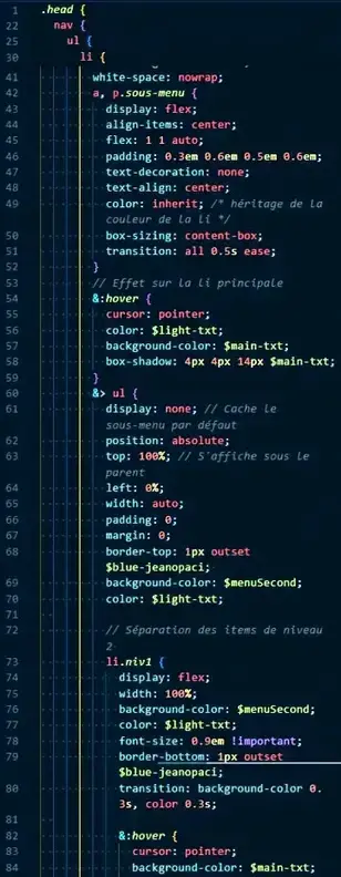 Exemple code Sass